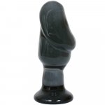 Helmet Head: Premium Glass Plug - XXXL  - 7" Black Sex Toy